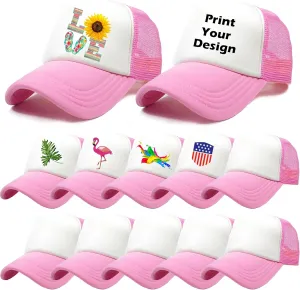 12 Pack Sublimation Blanks Mesh Trucker Hats Bulk, DIY Printing Baseball Hat Wholesale, Sports Outdoor Snapback Dad Hat