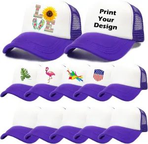 12 Pack Sublimation Blanks Mesh Trucker Hats Bulk, DIY Printing Baseball Hat Wholesale, Sports Outdoor Snapback Dad Hat