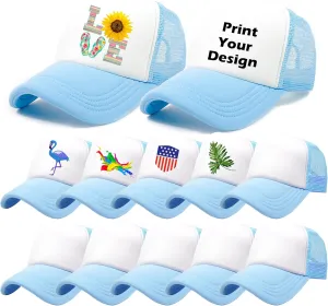 12 Pack Sublimation Blanks Mesh Trucker Hats Bulk, DIY Printing Baseball Hat Wholesale, Sports Outdoor Snapback Dad Hat