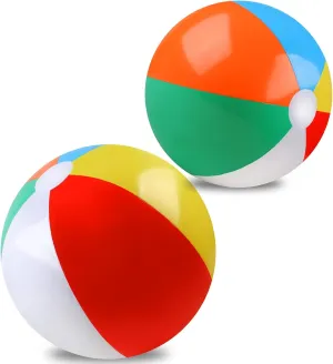 2 Pack Beach Balls, 20 Inch Beach Balls for Kids, Rainbow Color Pool Toys Pool Balls for Swimming Pool, Beach Toys Inflatable Ball for Summer Parties and Water Games