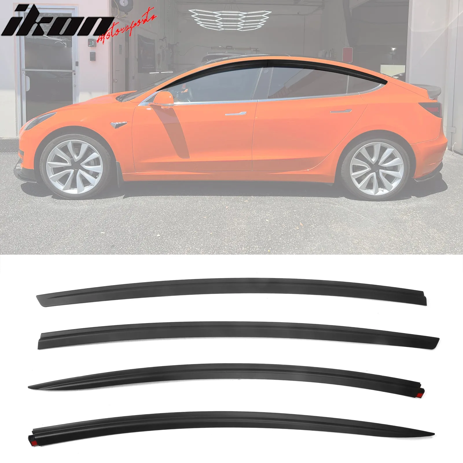 2017-2023 Tesla Model 3 Tape-on Window Visors ABS 4PCS