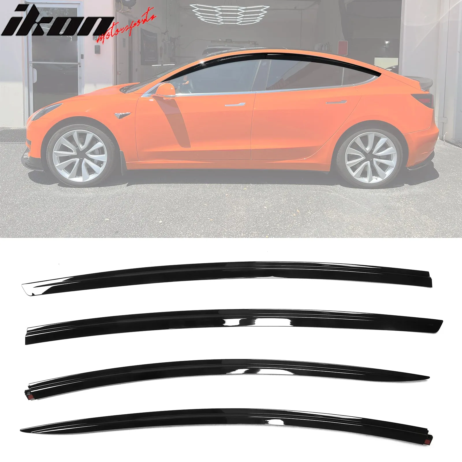2017-2023 Tesla Model 3 Tape-on Window Visors ABS 4PCS