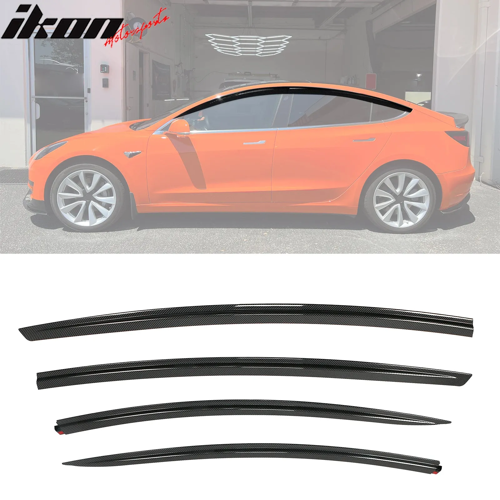 2017-2023 Tesla Model 3 Tape-on Window Visors ABS 4PCS