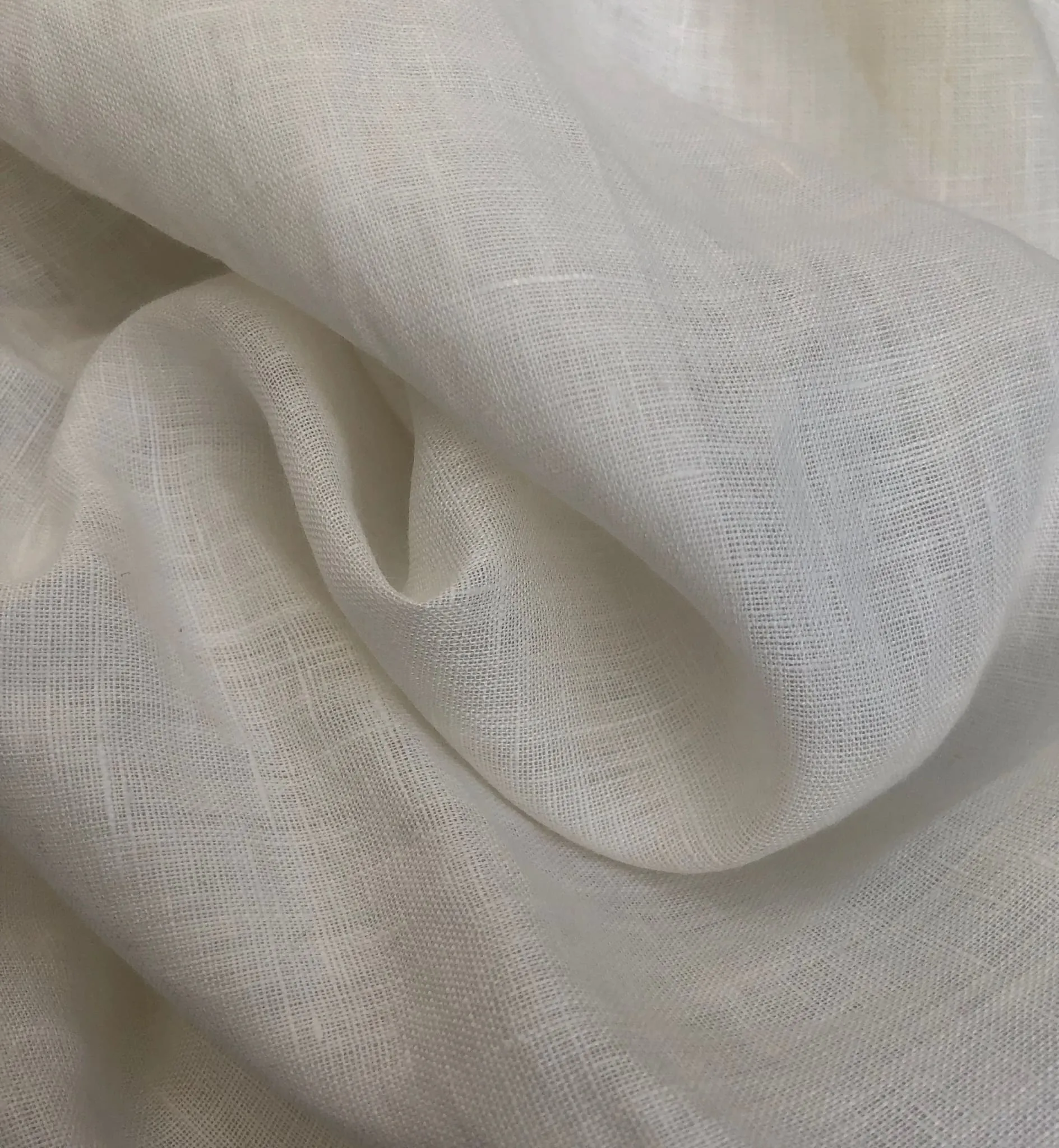 58" Ivory White 100% Linen Handkerchief Lithuanian Woven Fabric By the Yard