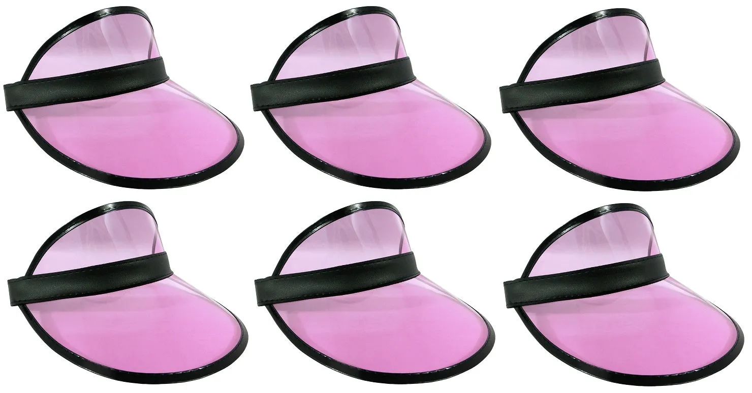 6 Pack Sun Visor Hats Women Men Clear Colorful Plastic Party Hat Adjustable UV Outdoor Sports Tennis Beach Golf Headwear Cap