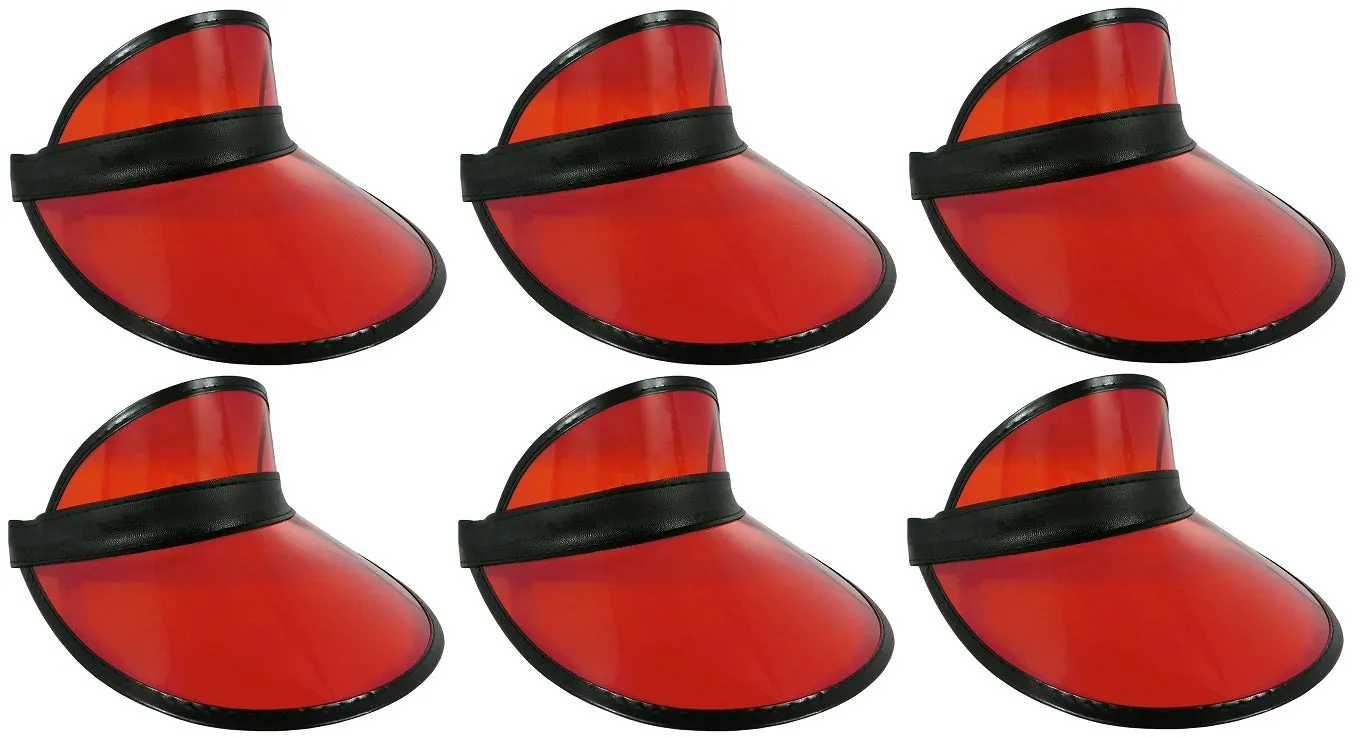 6 Pack Sun Visor Hats Women Men Clear Colorful Plastic Party Hat Adjustable UV Outdoor Sports Tennis Beach Golf Headwear Cap