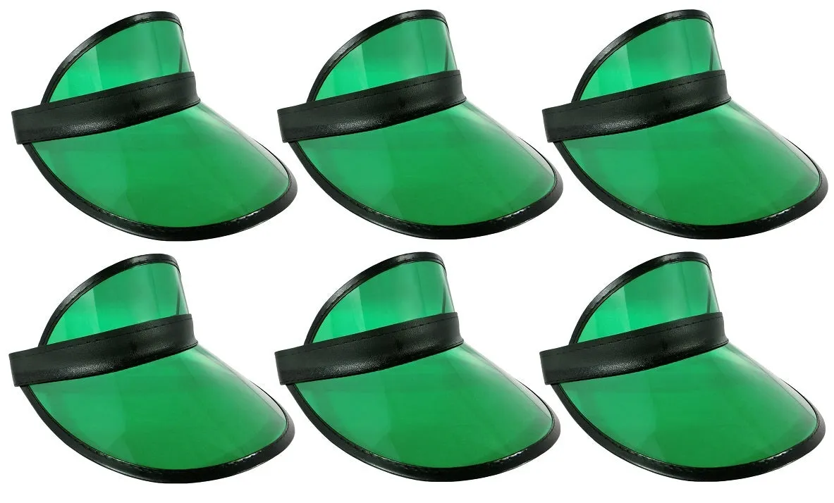 6 Pack Sun Visor Hats Women Men Clear Colorful Plastic Party Hat Adjustable UV Outdoor Sports Tennis Beach Golf Headwear Cap