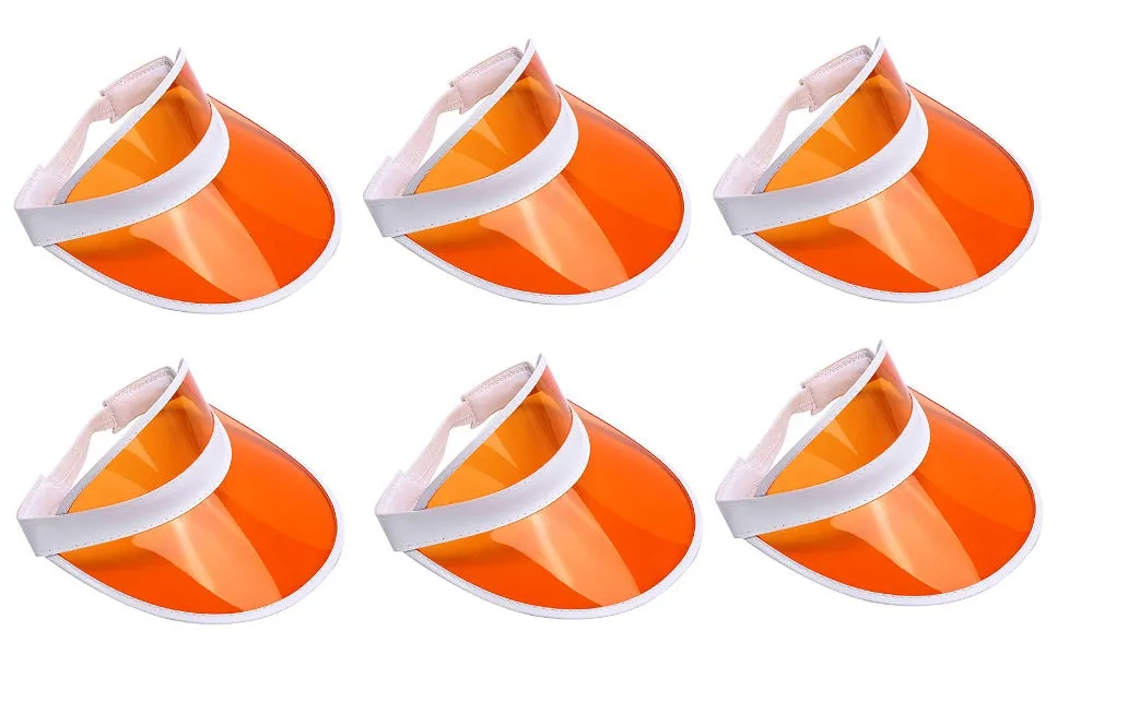 6 Pack Sun Visor Hats Women Men Clear Colorful Plastic Party Hat Adjustable UV Outdoor Sports Tennis Beach Golf Headwear Cap