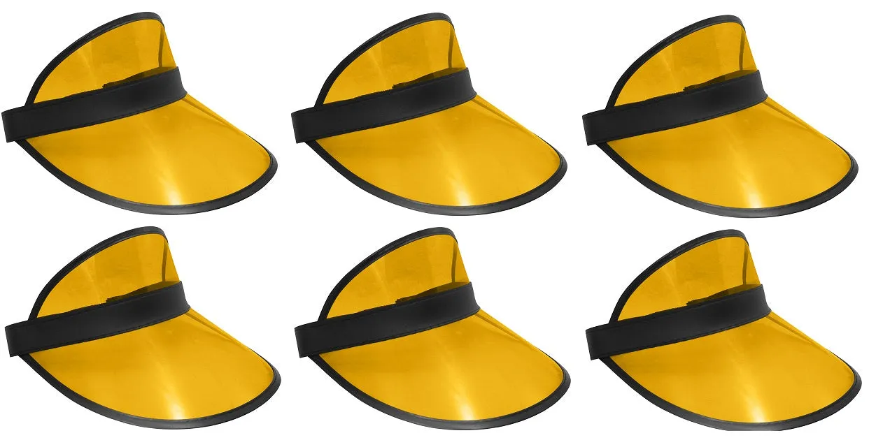 6 Pack Sun Visor Hats Women Men Clear Colorful Plastic Party Hat Adjustable UV Outdoor Sports Tennis Beach Golf Headwear Cap