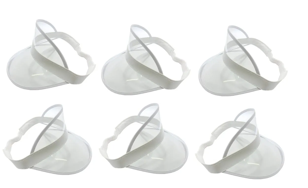 6 Pack Sun Visor Hats Women Men Clear Colorful Plastic Party Hat Adjustable UV Outdoor Sports Tennis Beach Golf Headwear Cap