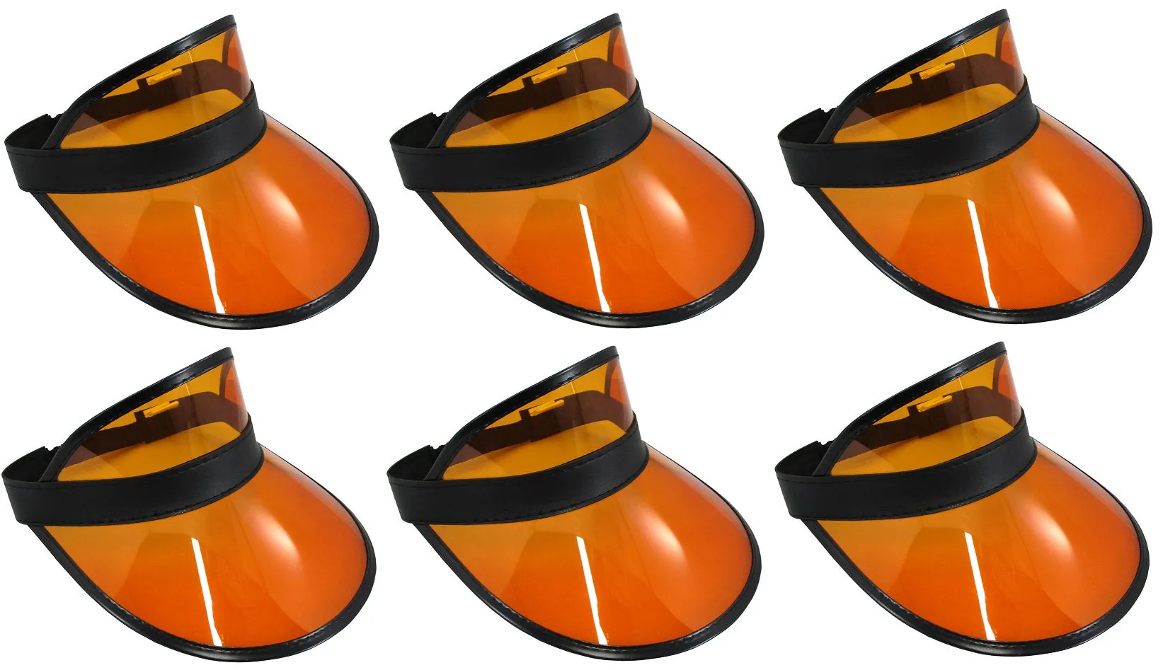 6 Pack Sun Visor Hats Women Men Clear Colorful Plastic Party Hat Adjustable UV Outdoor Sports Tennis Beach Golf Headwear Cap