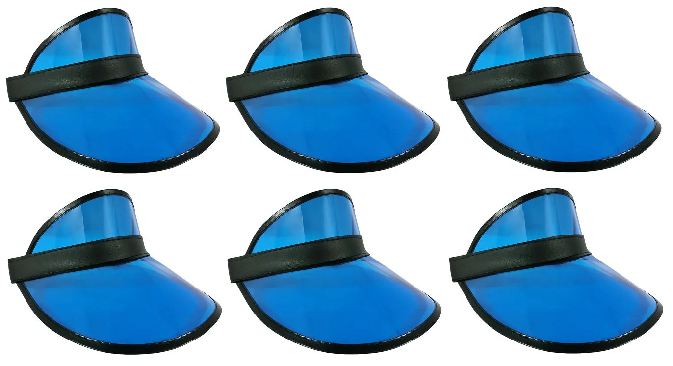 6 Pack Sun Visor Hats Women Men Clear Colorful Plastic Party Hat Adjustable UV Outdoor Sports Tennis Beach Golf Headwear Cap