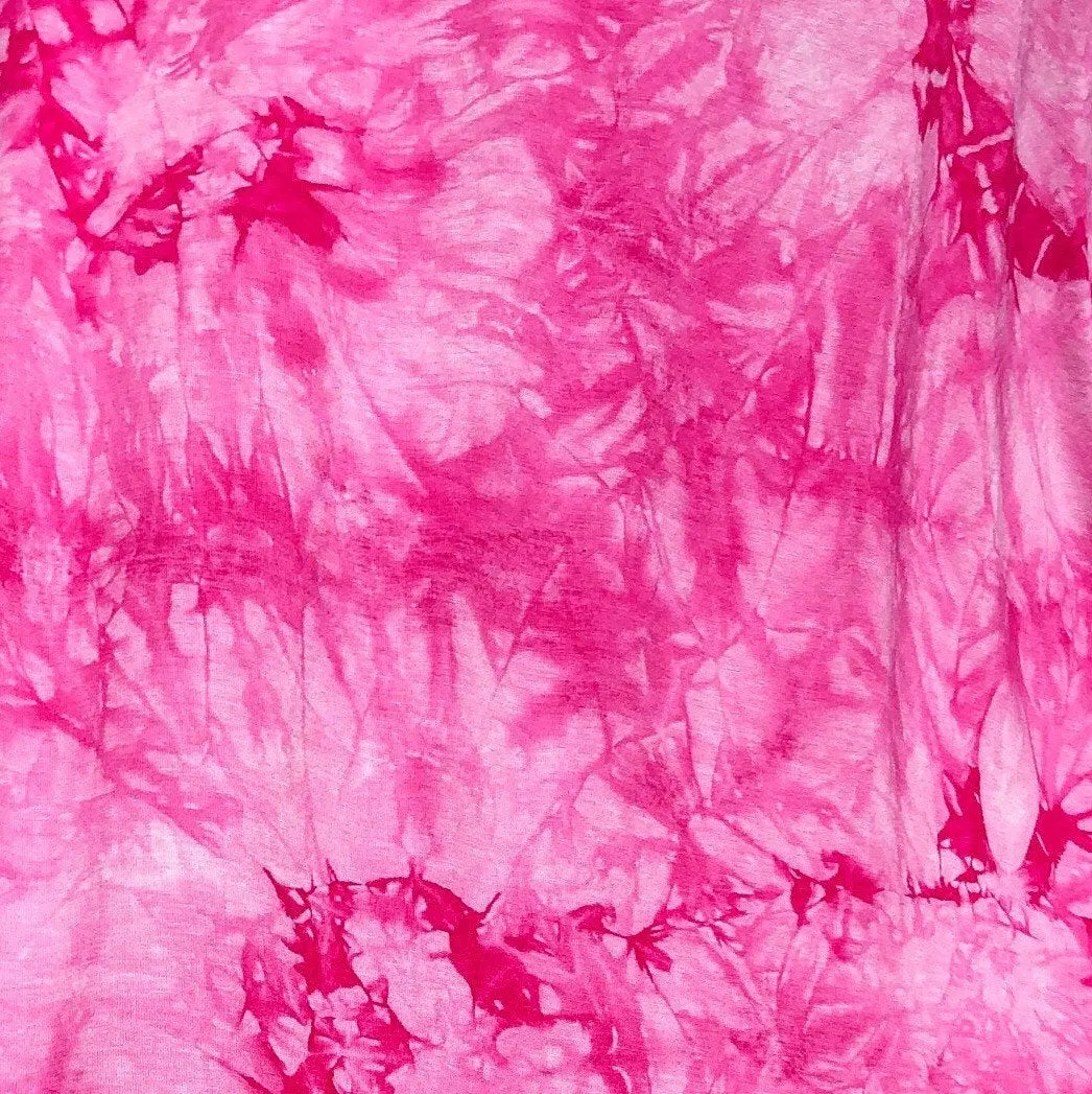 60” Bamboo & Spandex Stretch Tie Dyed Tie Dye Bright Pink White Cloud Apparel and Face Mask Jersey Knit Fabric By the Yard