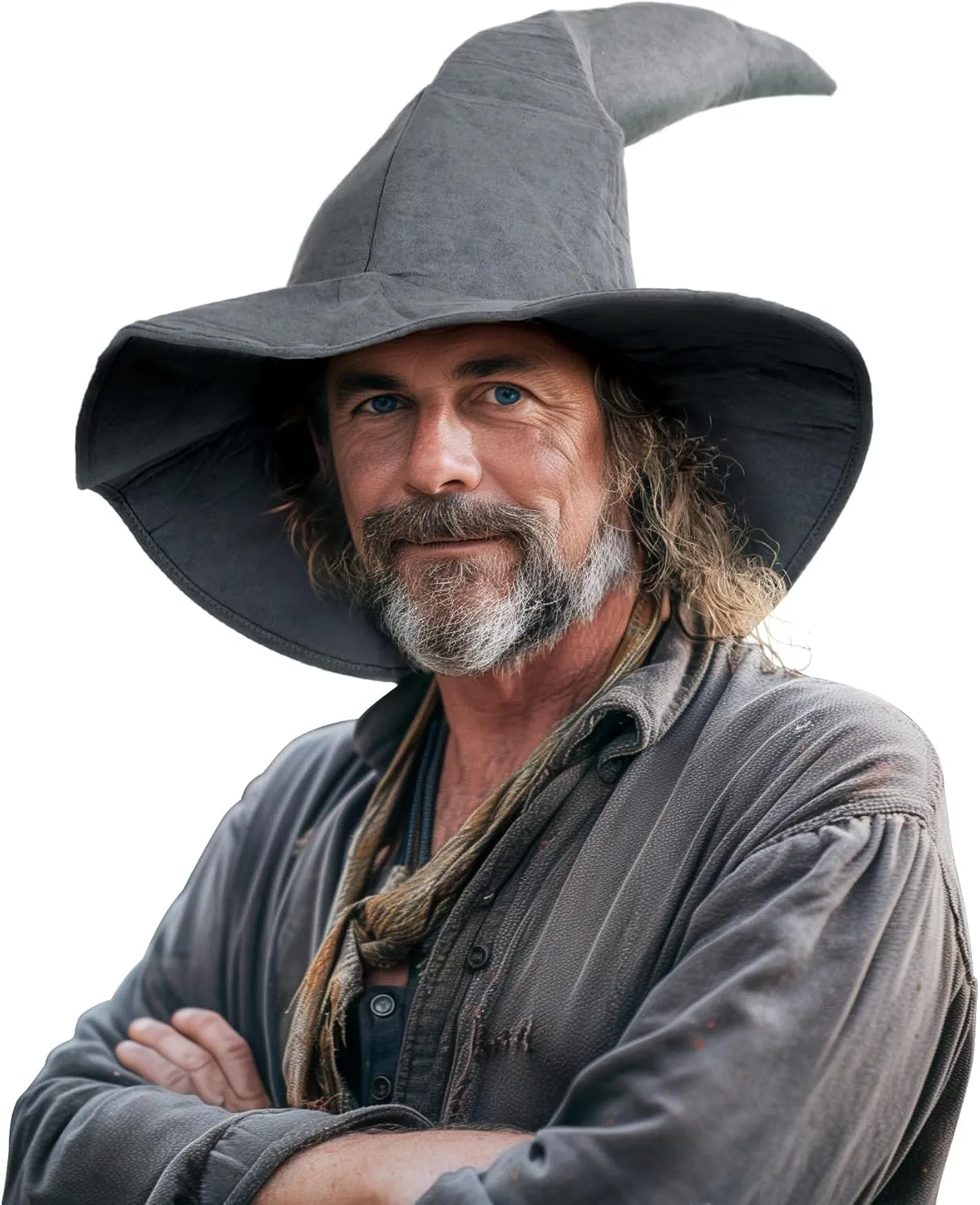 Adult Gray Wizard Hat Halloween Witch Large Sorcerer Costume Hats Accessory
