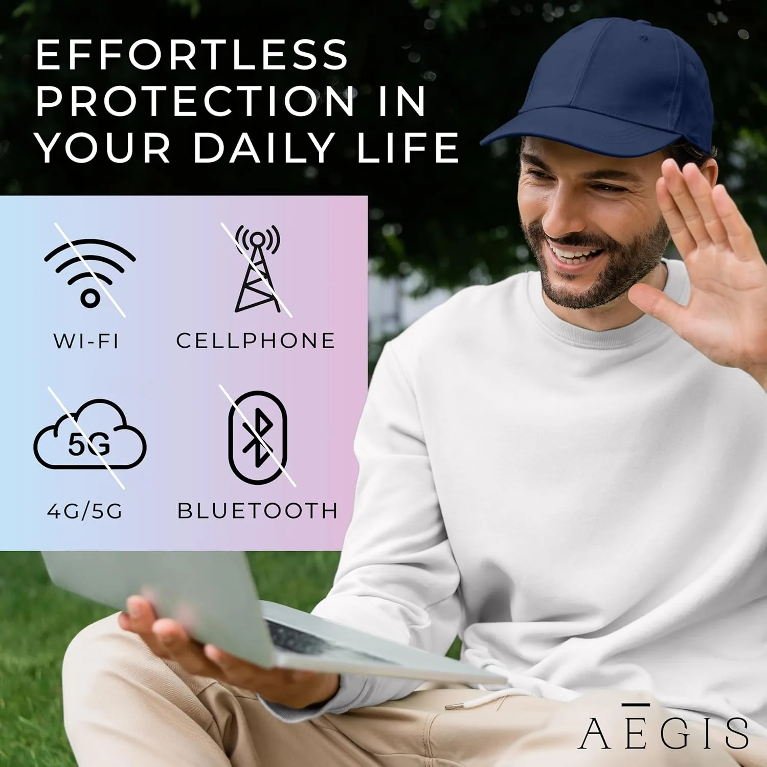 Aegis Apparel Faraday Hat, Silver Lining Fabric Blocks 99% of Wi Fi, Bluetooth, Cell Towers E M F Protection