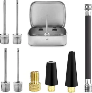 Air Pump Adaptor Kit with Presta Valve Adaptor Convert Presta to Schrader Adapter, Presta Valve Extension Adaptor Hose, Ball Pump Inflation Needles, Balloons Yoga Ball Swimming ring Inflatable nozzles