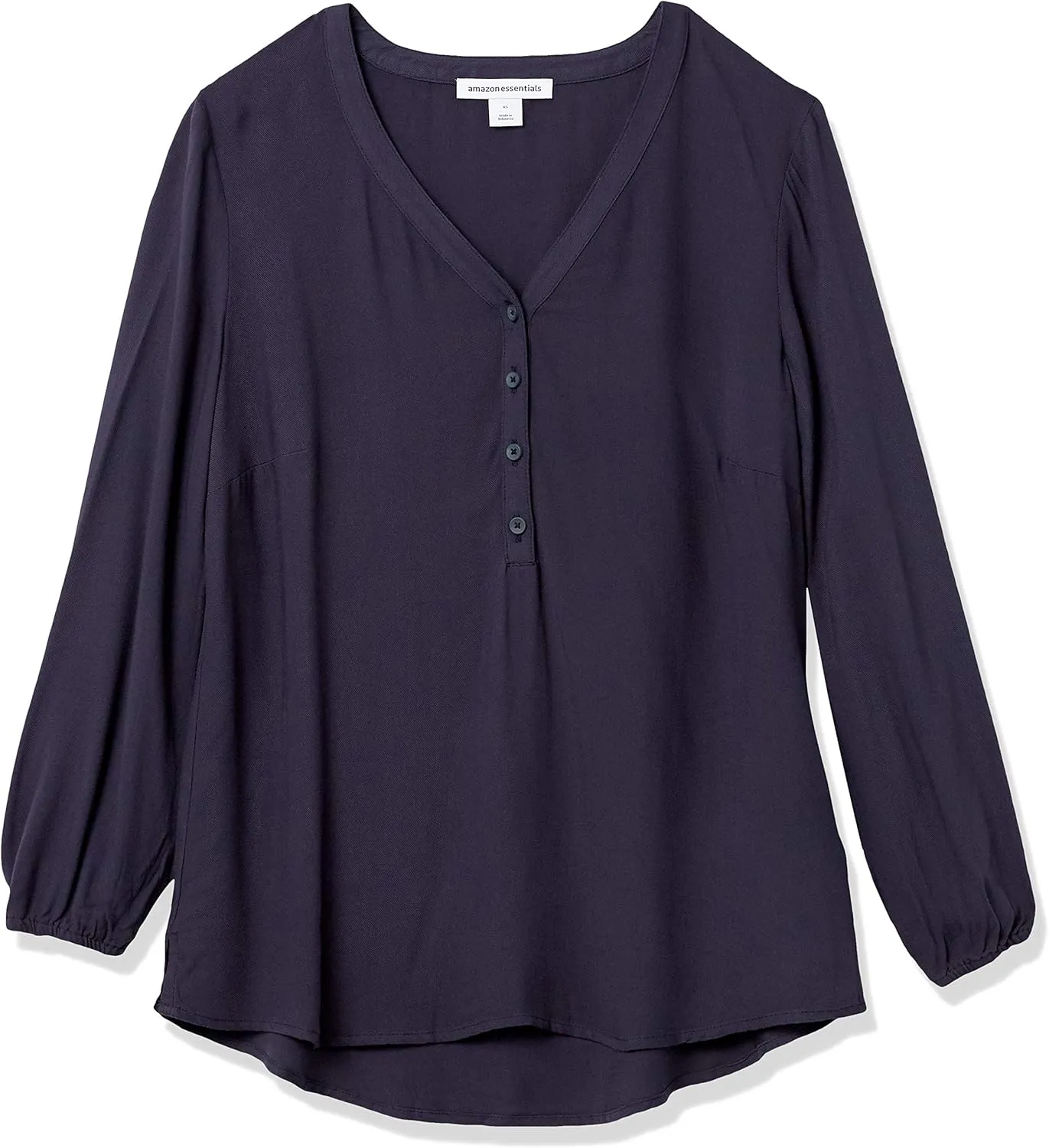 Amazon Essentials Women's 3/4 Sleeve Button Popover Shirt, Loose-Fit V-Neck Blouse