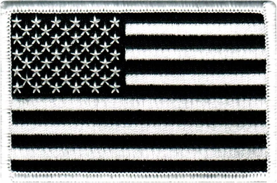 American Flag Embroidered Patch Black & White United States of America Subdued Military Uniform Emblem