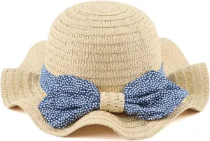 Baby Girl Straw Hat Toddler Summer Beach Hats with Bowknot Sun Protection Hats for Kids Girls