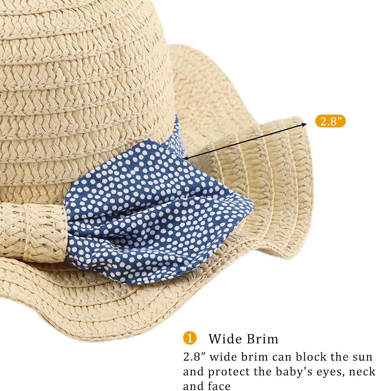 Baby Girl Straw Hat Toddler Summer Beach Hats with Bowknot Sun Protection Hats for Kids Girls