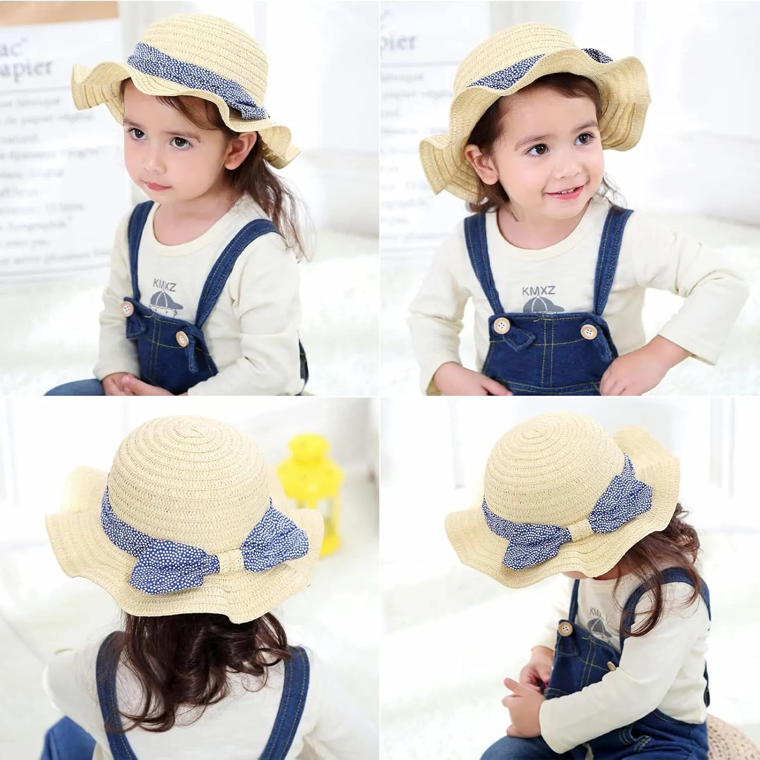 Baby Girl Straw Hat Toddler Summer Beach Hats with Bowknot Sun Protection Hats for Kids Girls