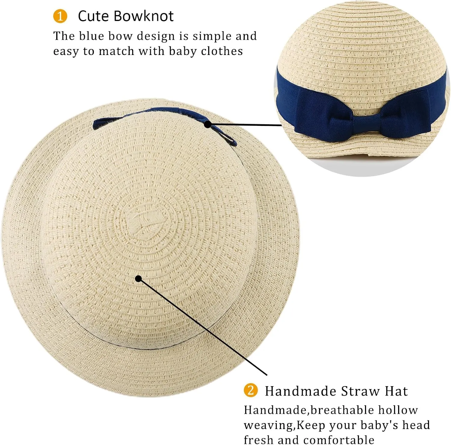 Baby Girl Straw Hat Toddler Summer Beach Hats with Bowknot Sun Protection Hats for Kids Girls