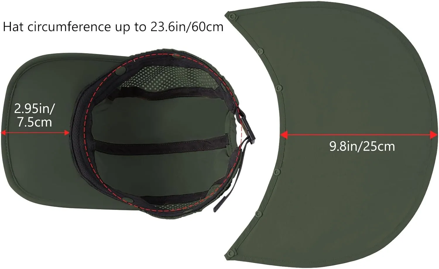 BASSDASH UPF 50  Foldable Fishing Hat Baseball Cap with Removable Neck Flap Portable for Men Women Golf Hiking