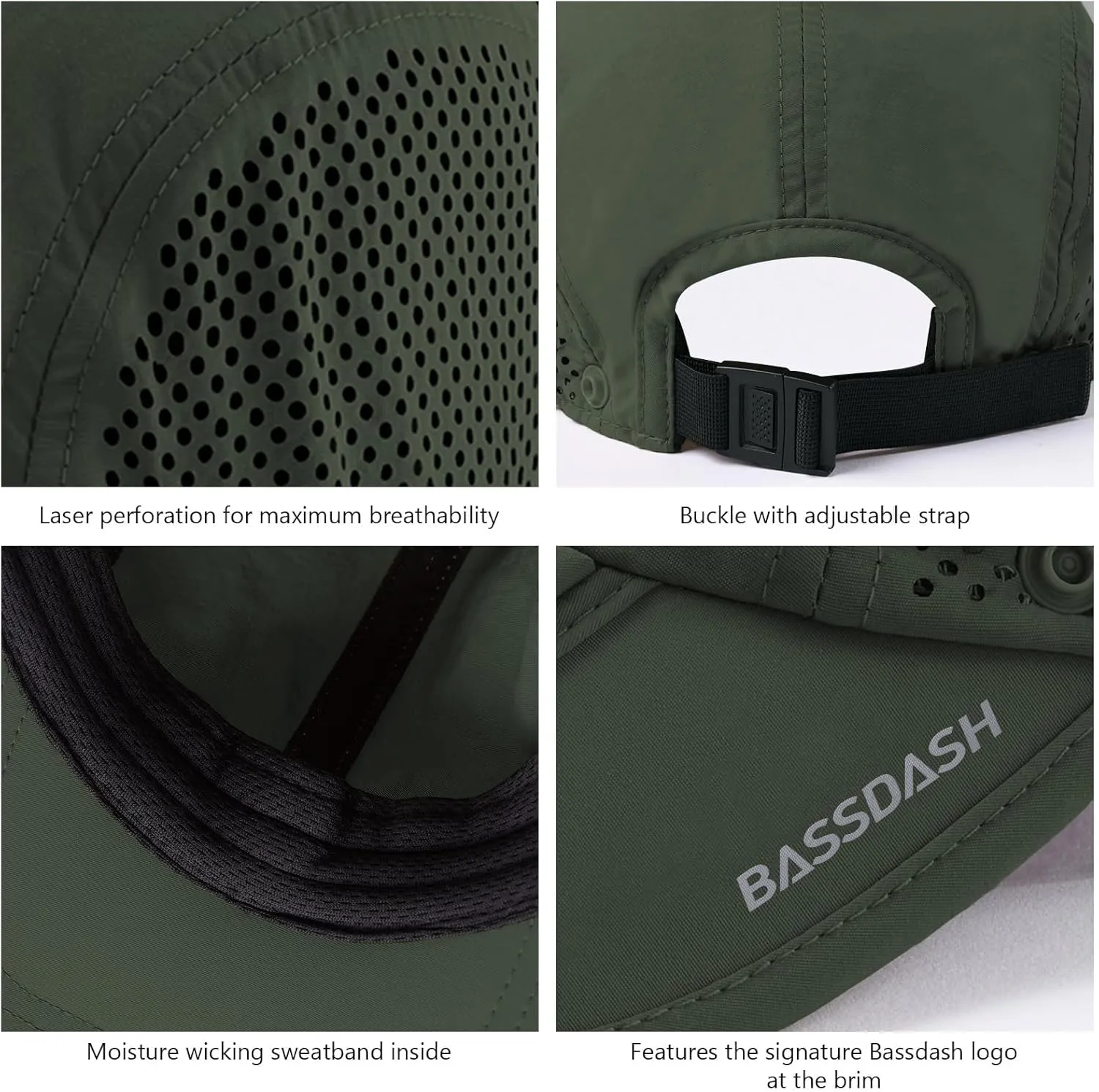 BASSDASH UPF 50  Foldable Fishing Hat Baseball Cap with Removable Neck Flap Portable for Men Women Golf Hiking