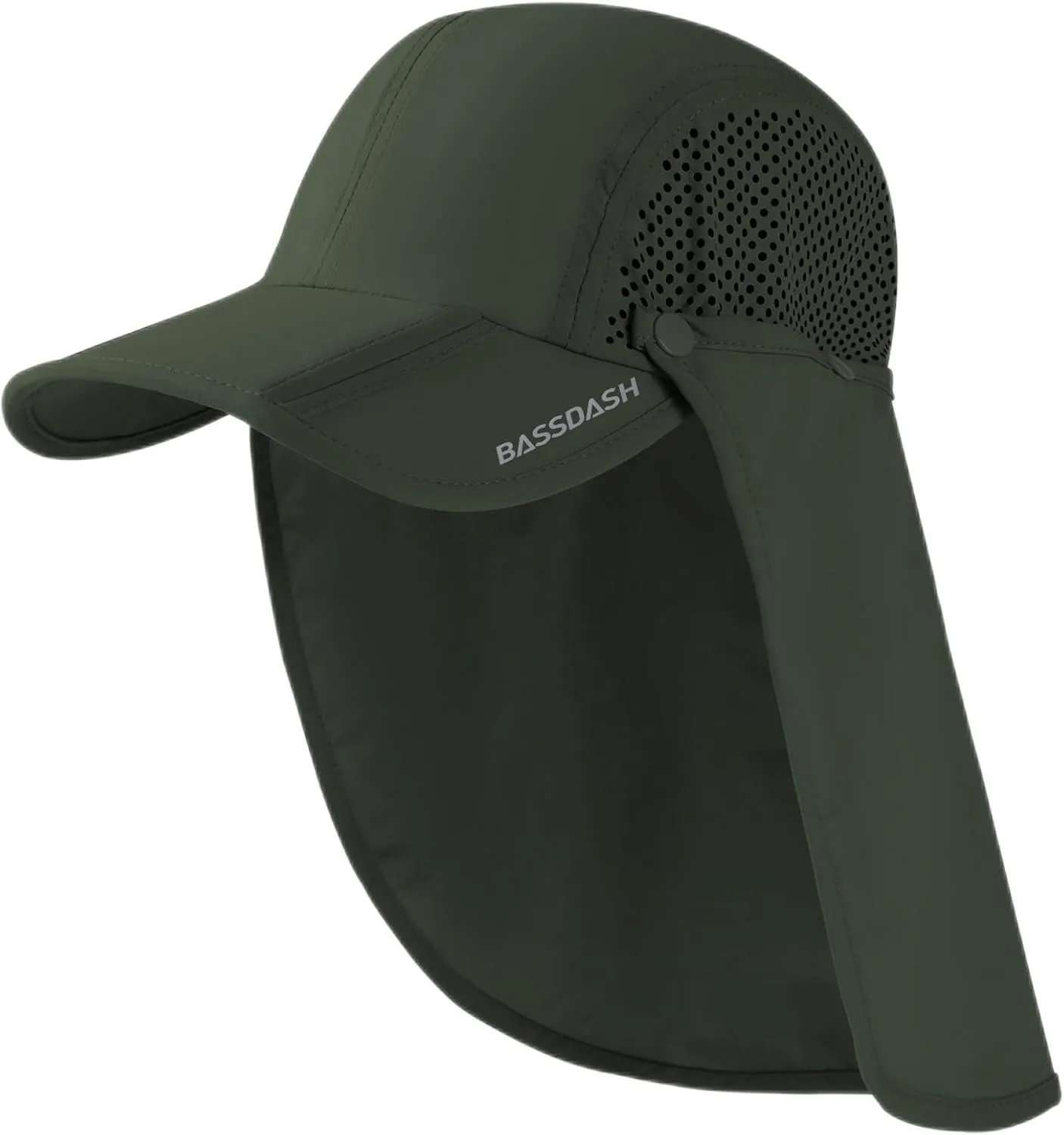 BASSDASH UPF 50  Foldable Fishing Hat Baseball Cap with Removable Neck Flap Portable for Men Women Golf Hiking