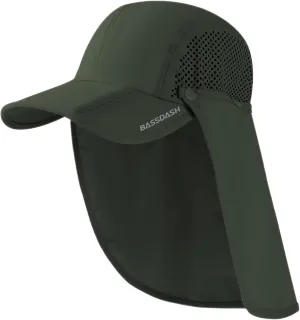 BASSDASH UPF 50  Foldable Fishing Hat Baseball Cap with Removable Neck Flap Portable for Men Women Golf Hiking
