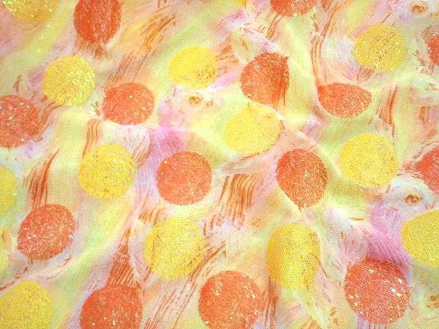 Bauble & Leaf - Glitter Printed Chiffon