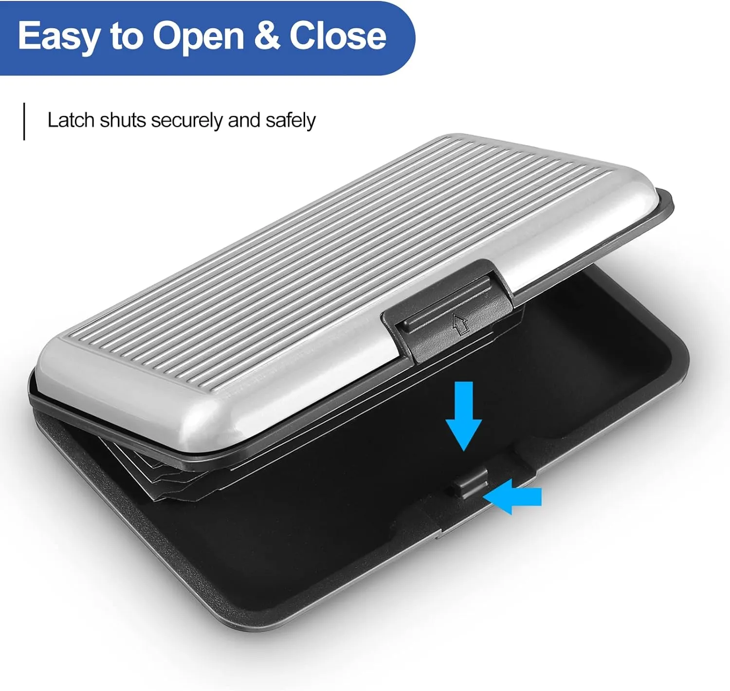 BBTO 2 Pieces Credit Card Holder Slim Mini Rfid Blocking Credit Card Protector Aluminum Business Box Metal ID Organizer Wallet with 6 Slots for Women Men(Black, Silver)