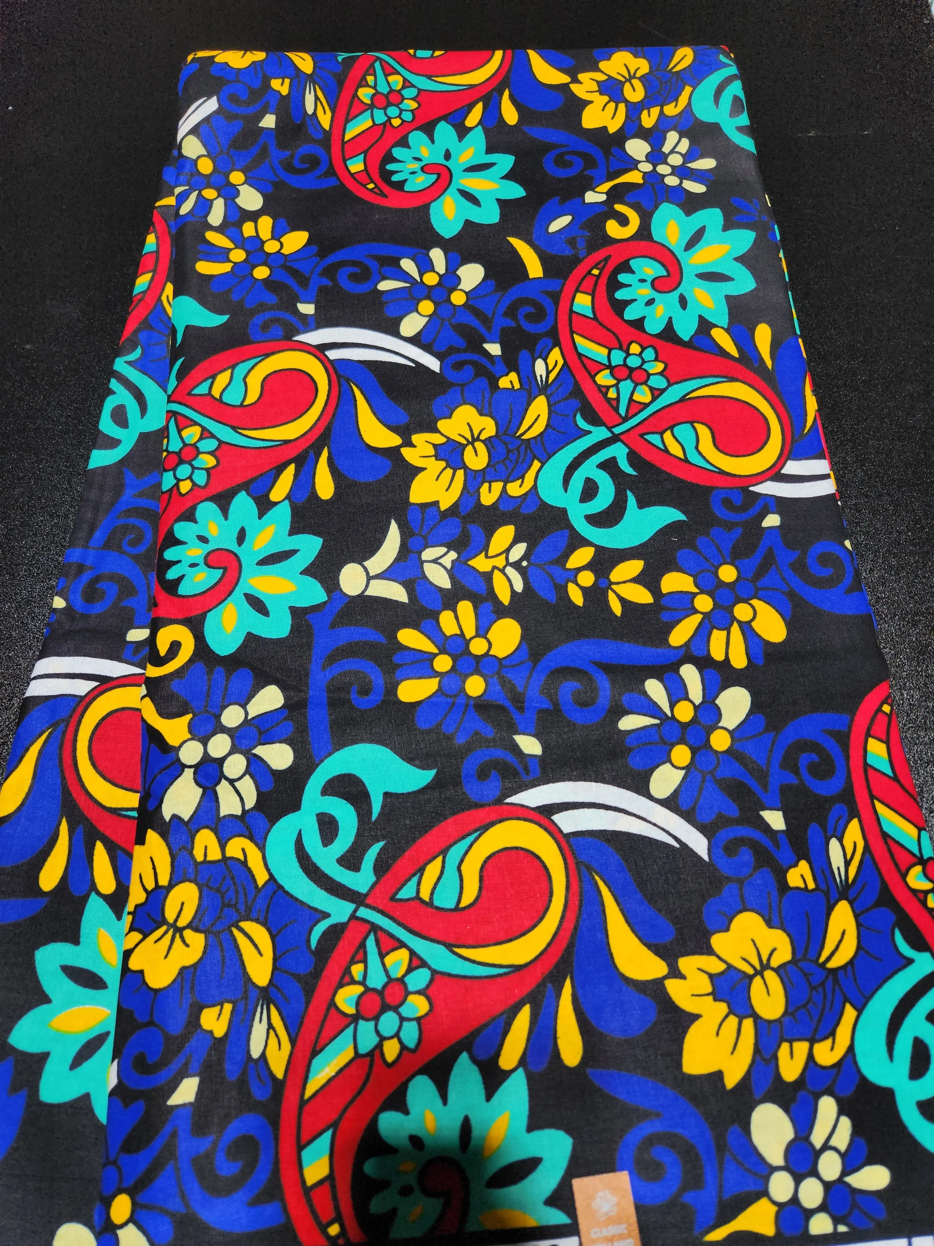 Black Ankara Print Fabric