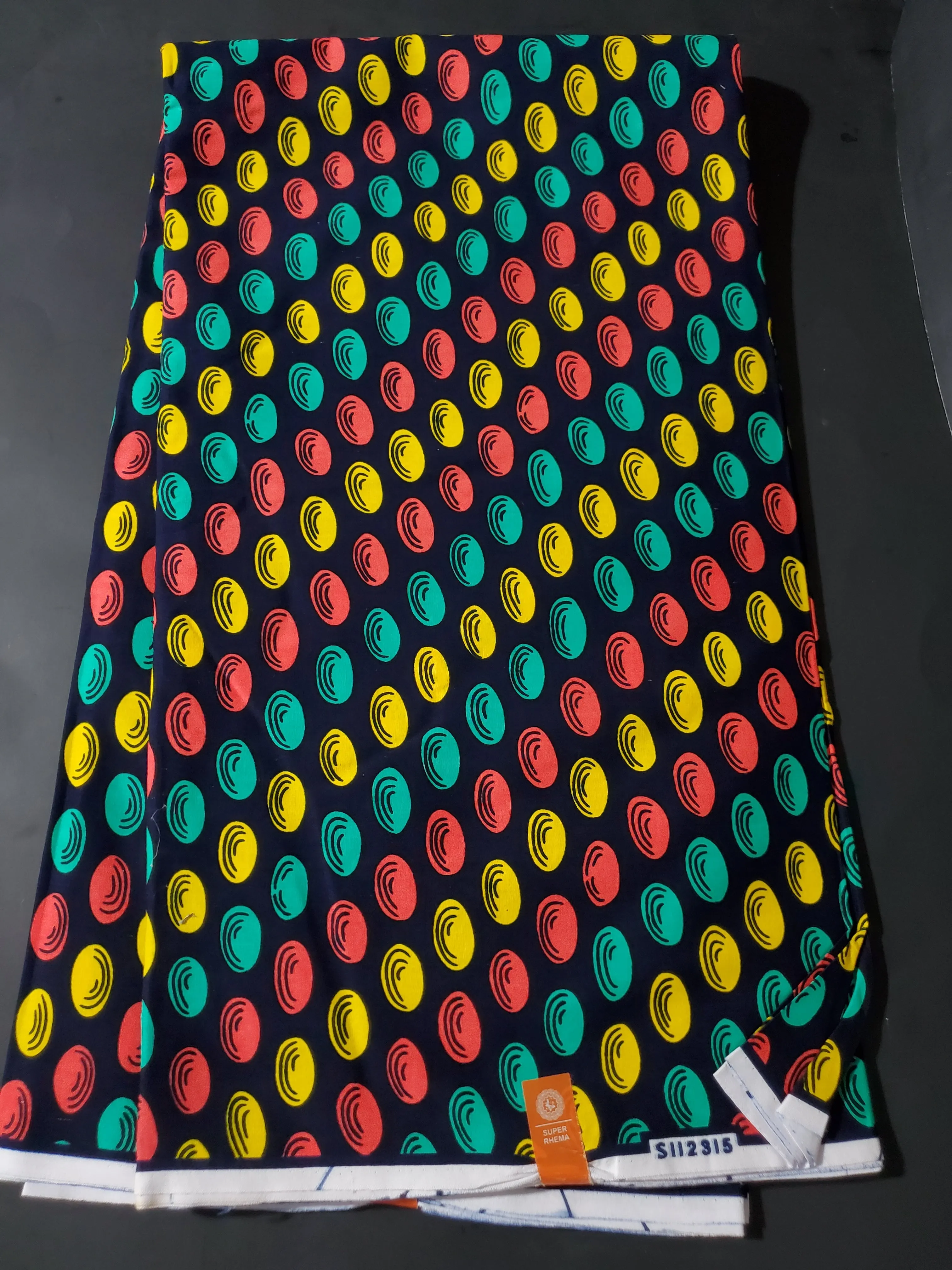 Black, Yellow, Green and Red Multicolor African Ankara Fabric