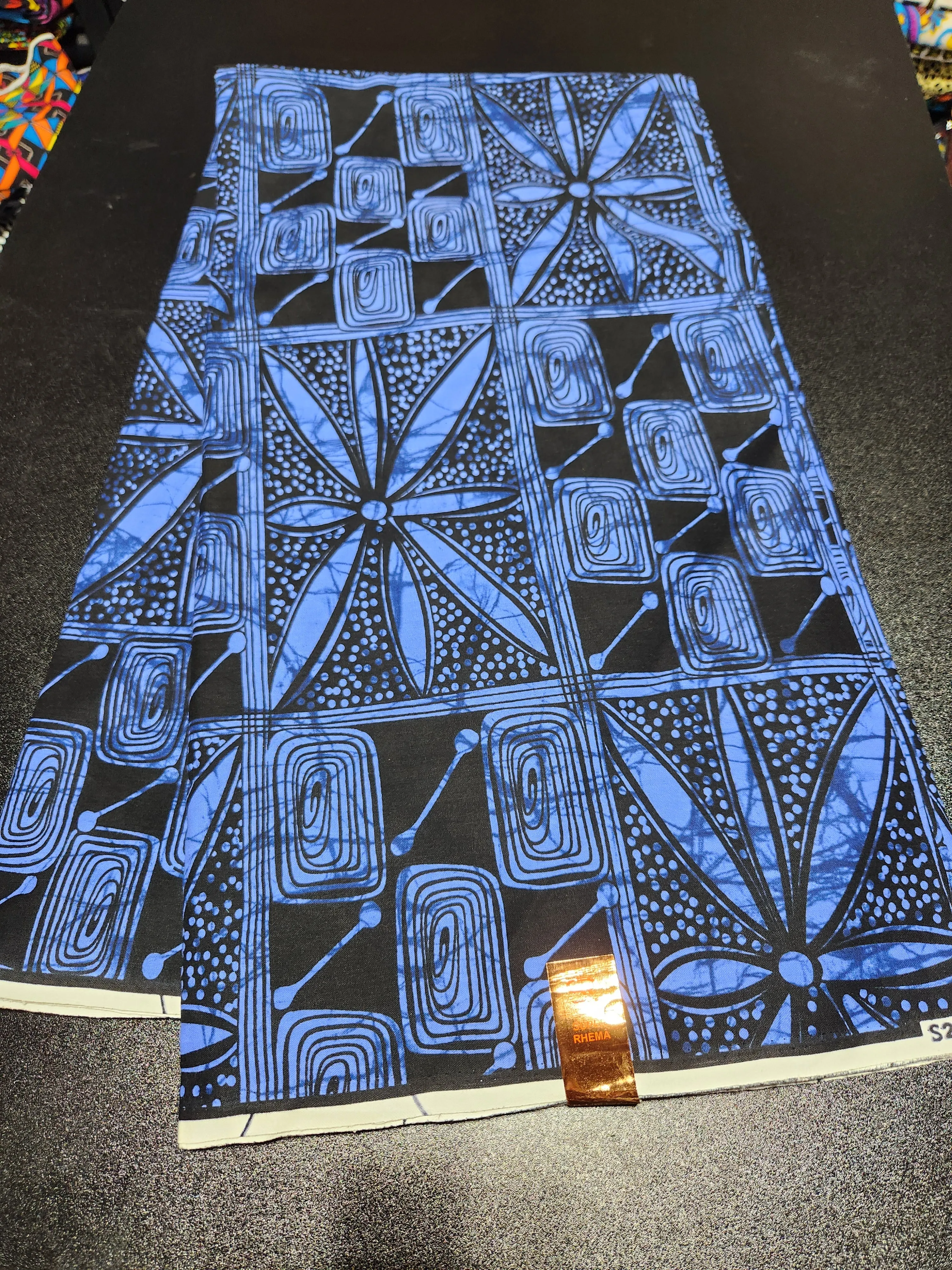 Blue and Black African Ankara Print Fabric