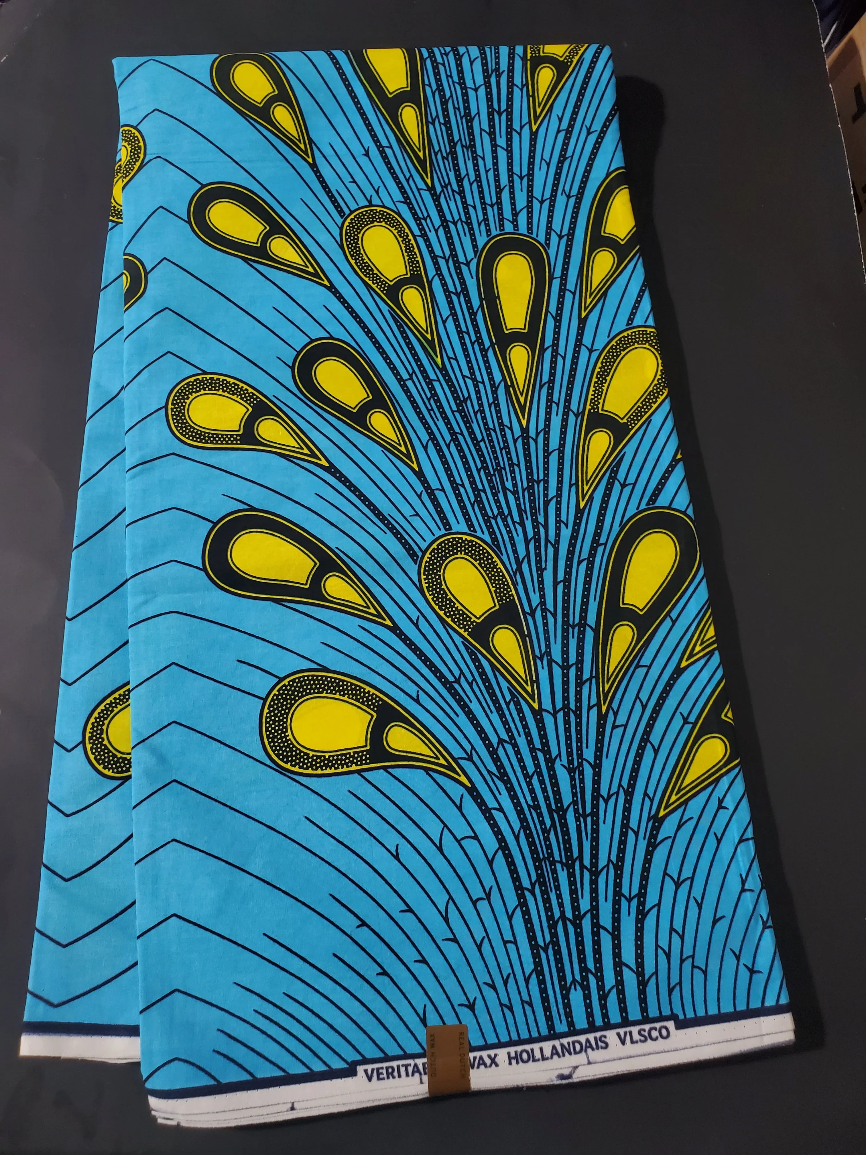 Blue and Lemon Rainburst African Ankara Fabric