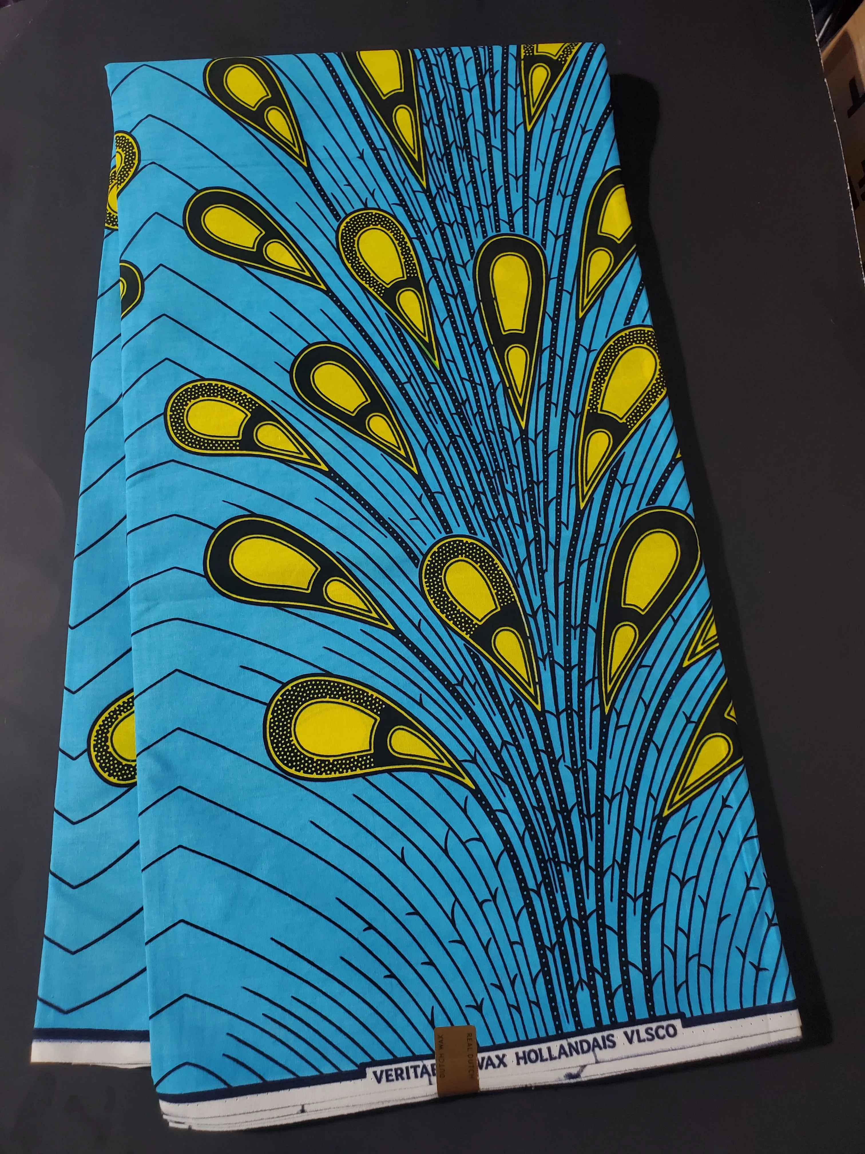 Blue and Lemon Rainburst African Ankara Fabric