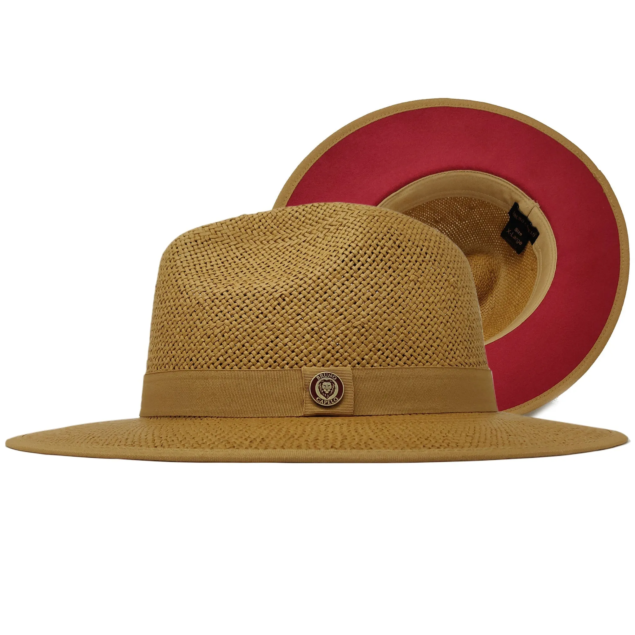 Bruno Capelo Kingdom Red Bottom Wide Brim Straw Fedora