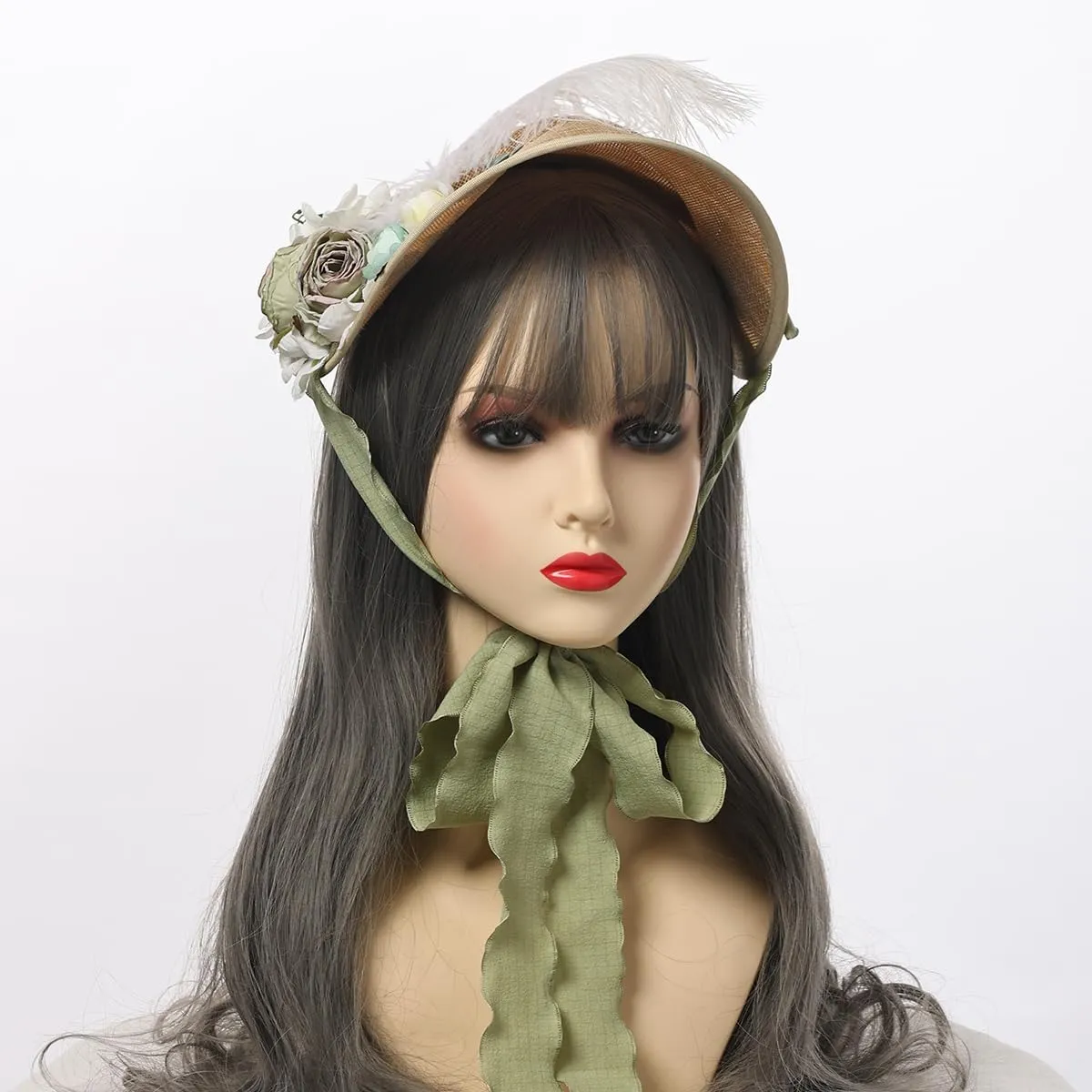 COSDREAMER Girls Women Tea Party Sun Hat Lace Ribbons Straw Hats Small Hat