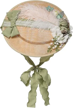 COSDREAMER Girls Women Tea Party Sun Hat Lace Ribbons Straw Hats Small Hat