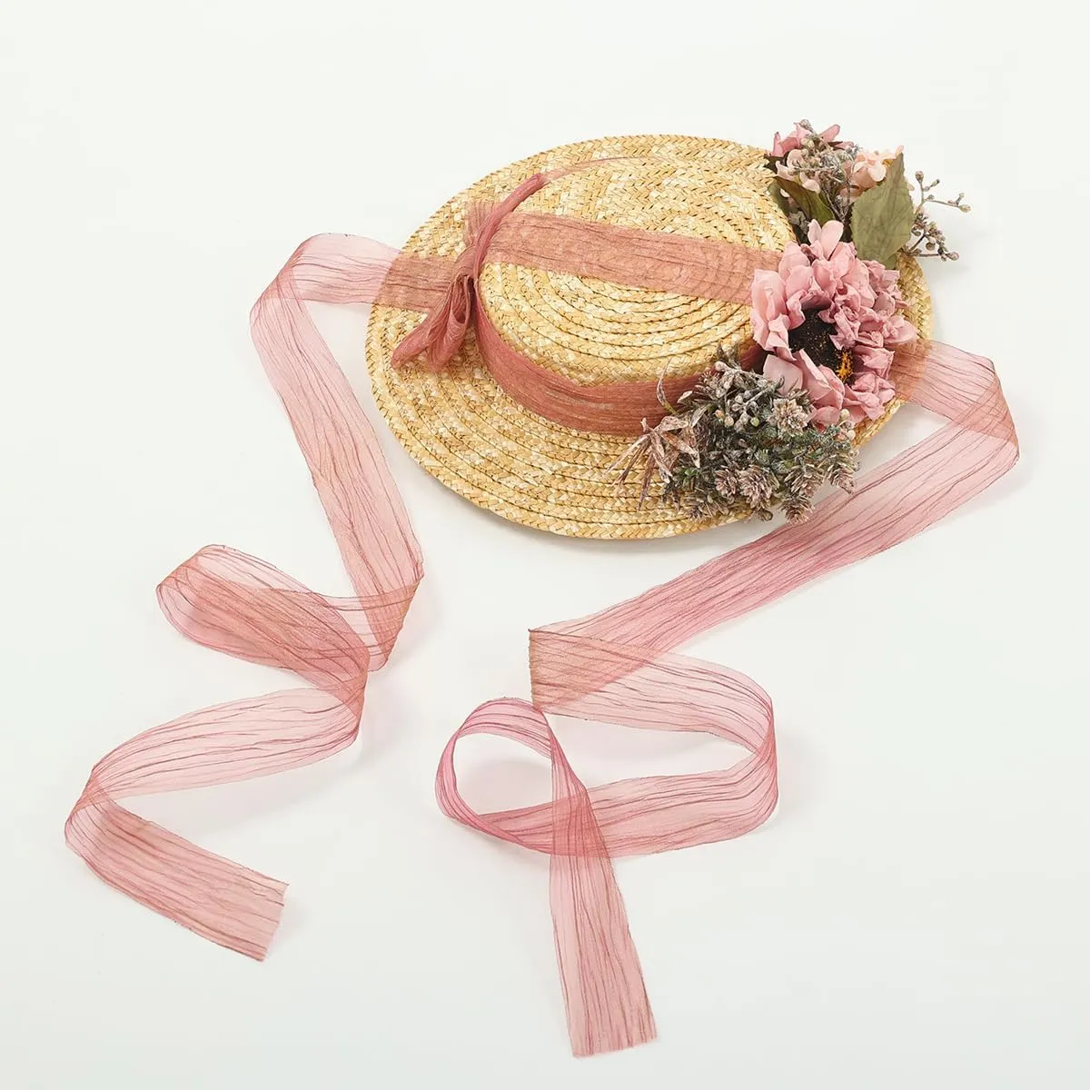 COSDREAMER Girls Women Tea Party Sun Hat Lace Ribbons Straw Hats Small Hat