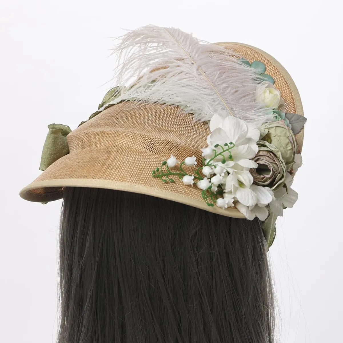 COSDREAMER Girls Women Tea Party Sun Hat Lace Ribbons Straw Hats Small Hat