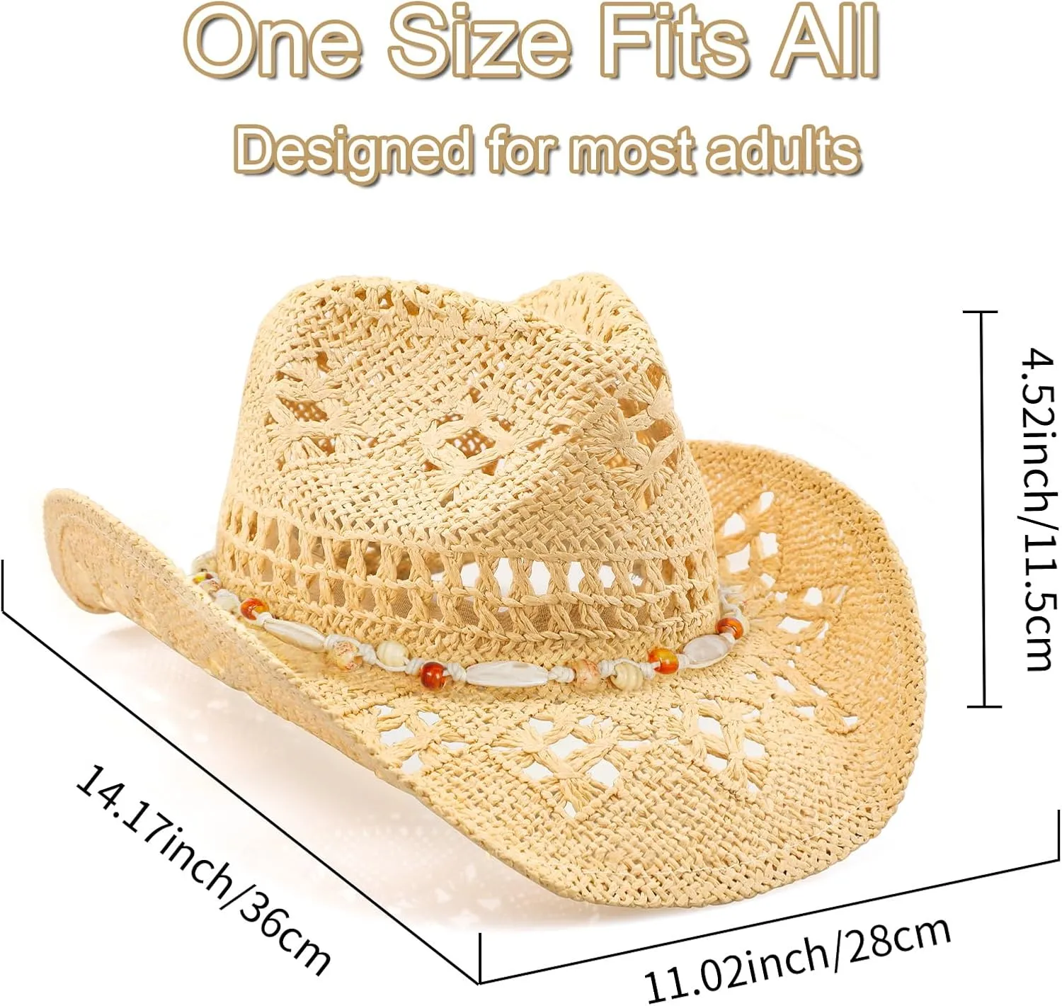 Cowboy Hat,Cowgirl Hat,Cowboy Hats for Women/Mens/Straw Wide with Shapeable Brim Cowboy Hat for Womens/White/Black.
