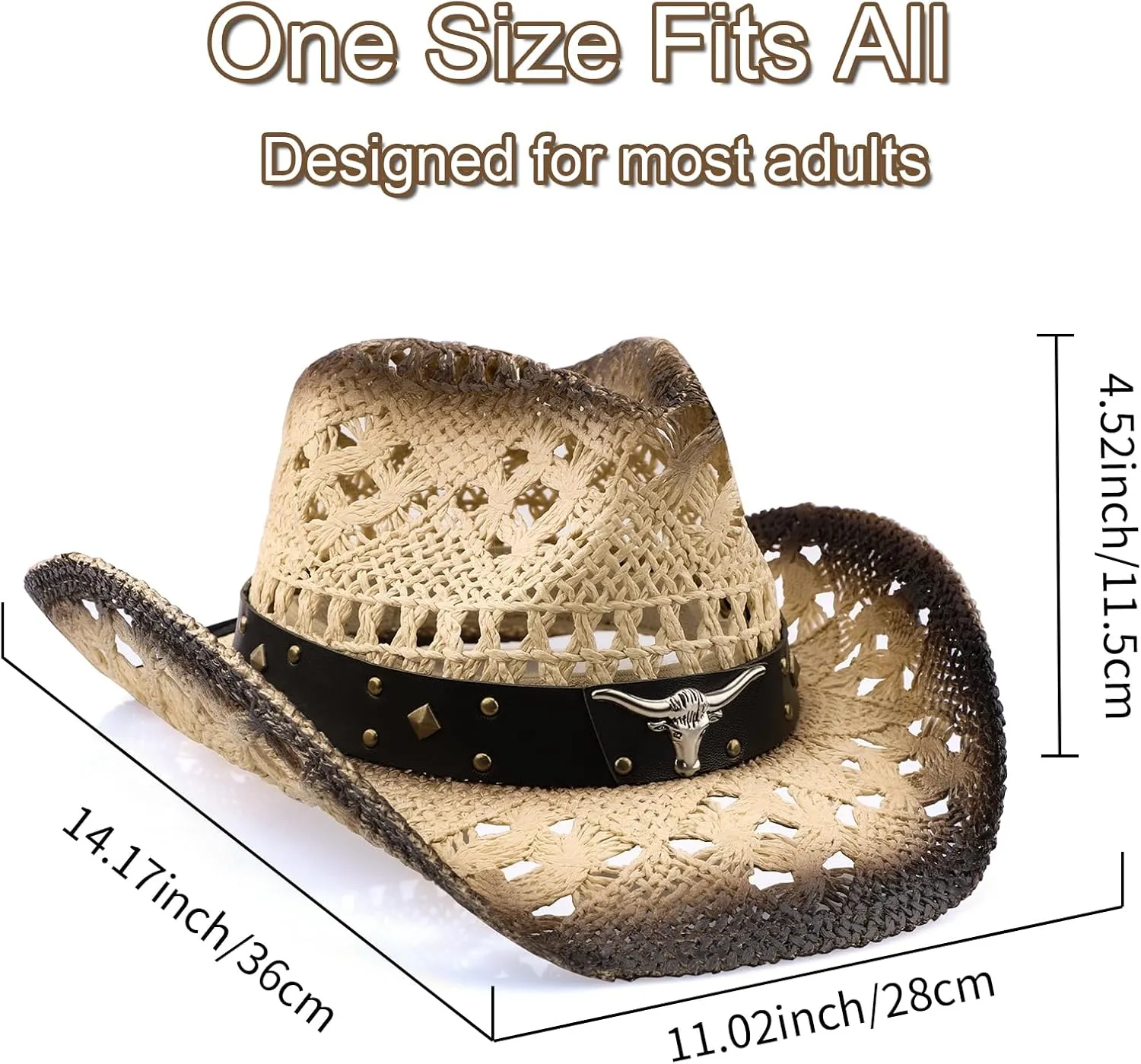 Cowboy Hat,Cowgirl Hat,Cowboy Hats for Women/Mens/Straw Wide with Shapeable Brim Cowboy Hat for Womens/White/Black.