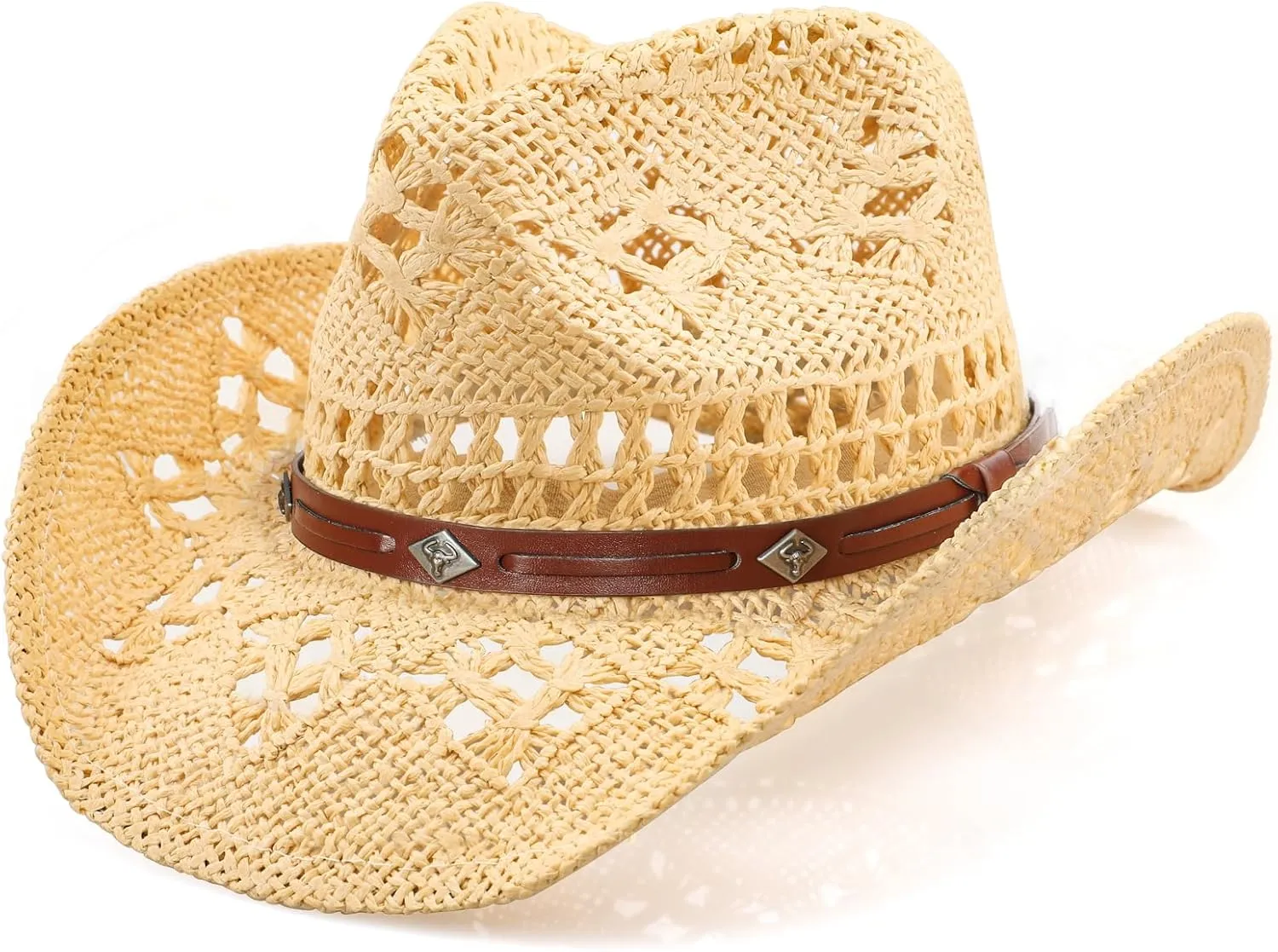 Cowboy Hat,Cowgirl Hat,Cowboy Hats for Women/Mens/Straw Wide with Shapeable Brim Cowboy Hat for Womens/White/Black.