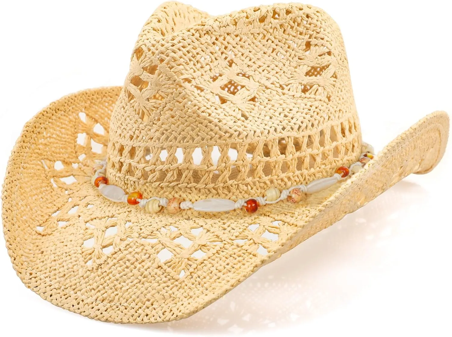Cowboy Hat,Cowgirl Hat,Cowboy Hats for Women/Mens/Straw Wide with Shapeable Brim Cowboy Hat for Womens/White/Black.