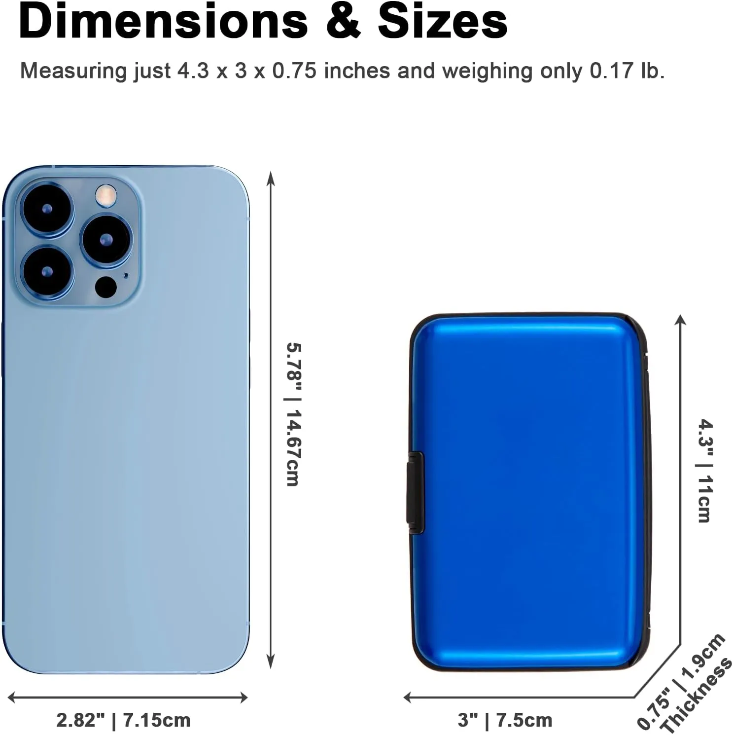 Credit Card Holder, RFID Blocking Metal Card Wallet for Women Men Slim ID Card Holders Protector Aluminum Business Hard Case (Blue)