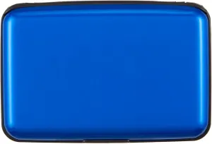 Credit Card Holder, RFID Blocking Metal Card Wallet for Women Men Slim ID Card Holders Protector Aluminum Business Hard Case (Blue)