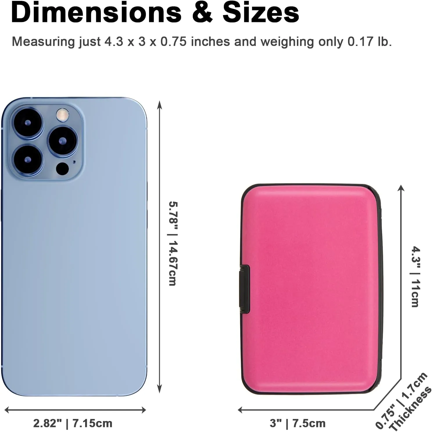 Credit Card Holder, RFID Blocking Metal Card Wallet for Women Men Slim ID Card Holders Protector Aluminum Business Hard Case (Fandango Pink)