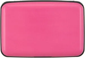 Credit Card Holder, RFID Blocking Metal Card Wallet for Women Men Slim ID Card Holders Protector Aluminum Business Hard Case (Fandango Pink)